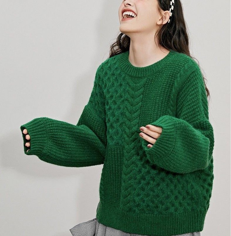 Women’ s Pullover Loose Jacquard Knit Sweater