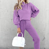 Women's 2-Piece Sweatsuit Outfits Lantern Sleeve Pullover Tops and High Waist Jogger Pants Lounge Set