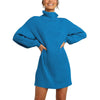 Women's Turtleneck Long Lantern Sleeve Loose Sweater Dress