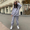 Women’ s Fashion Solid Color Hoodie Casual Two Piece Set