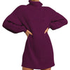 Women's Turtleneck Long Lantern Sleeve Loose Sweater Dress