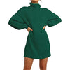 Women's Turtleneck Long Lantern Sleeve Loose Sweater Dress