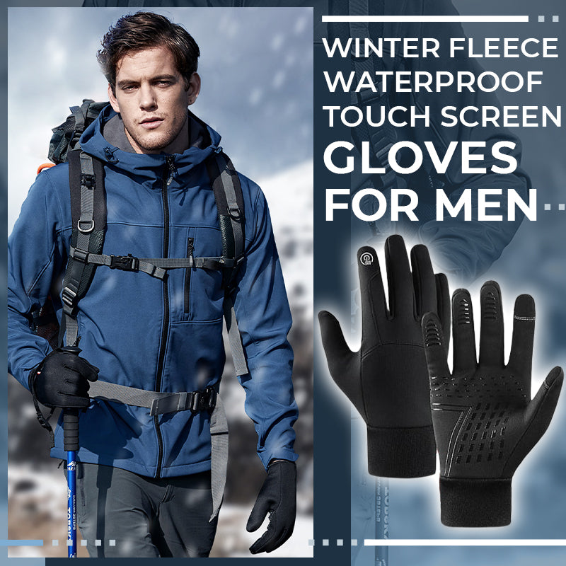 Winter Fleece Waterproof Touch Screen Gloves For Men