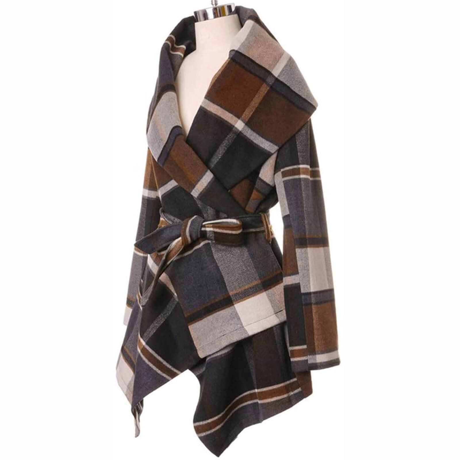 Women's Lapel Shawl Grid Jacket