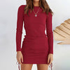 Women's Stretchy Ribbed Knit Stylish Mini Dress