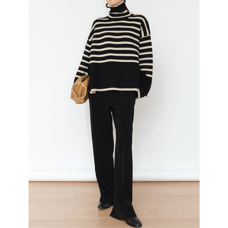 Women’s Slit Turtleneck Knit Sweater