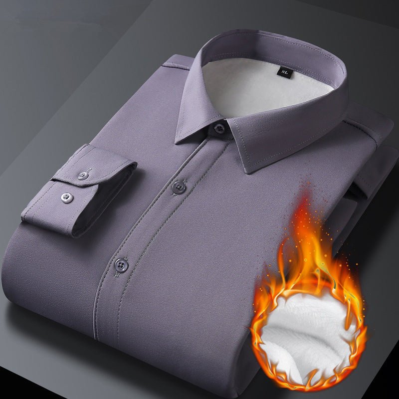 Fleece Stretch Business Shirt For Men