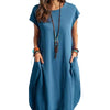 Women's Cotton Linen Loose Casual Pocket Dress