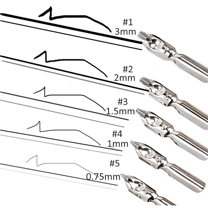 Pousbo® Calligraphy Oblique Dip Pen Set with 5 Nibs