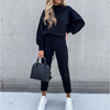 Women's 2-Piece Sweatsuit Outfits Lantern Sleeve Pullover Tops and High Waist Jogger Pants Lounge Set