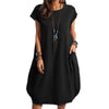 Women's Cotton Linen Loose Casual Pocket Dress