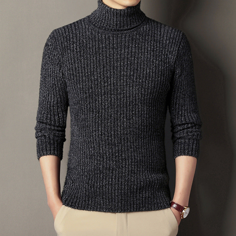 Men’s Fashionable Solid Slim Turtleneck Sweater