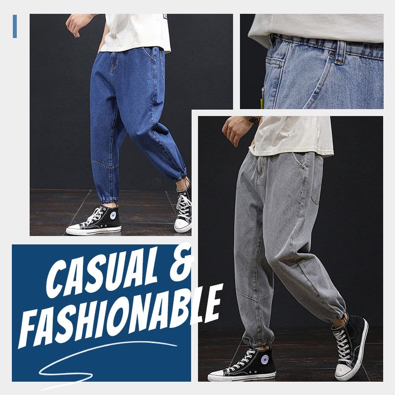 Men’s Casual Loose Plus-size Jogger Denim Pants