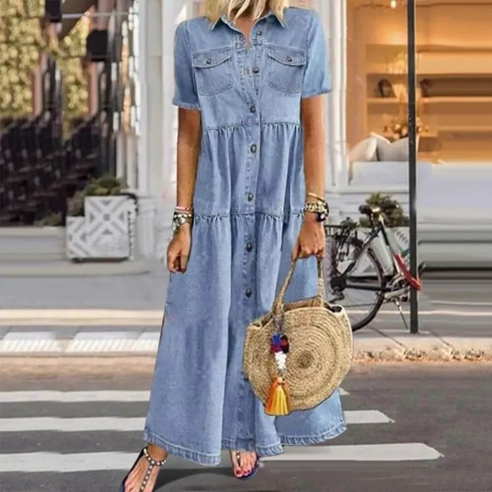 Short Sleeve Denim Dress