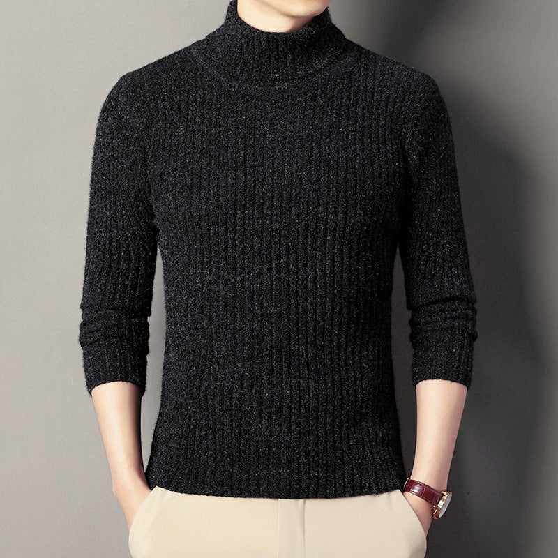 Men’s Fashionable Solid Slim Turtleneck Sweater