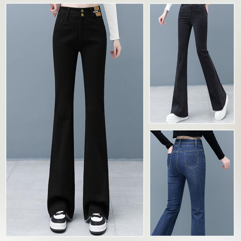 Fleece And Thickened Flared Jeans For Women