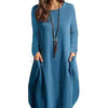 Women's Cotton Linen Loose Casual Pocket Dress