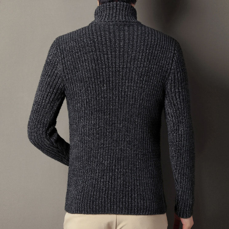 Men’s Fashionable Solid Slim Turtleneck Sweater