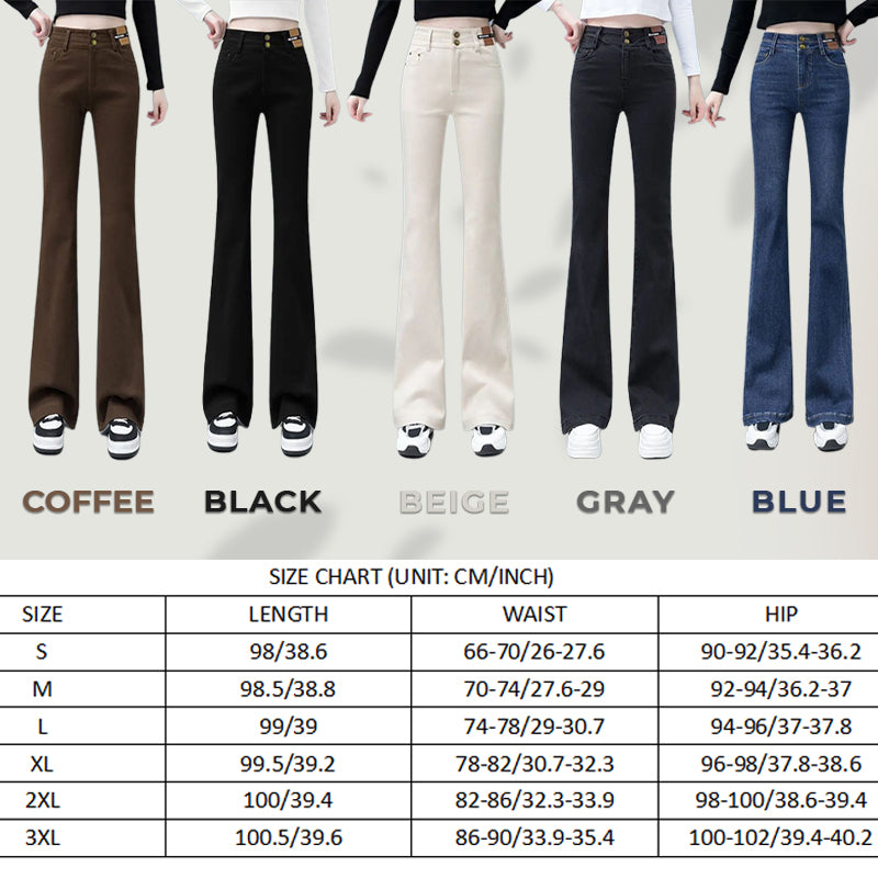 Fleece And Thickened Flared Jeans For Women