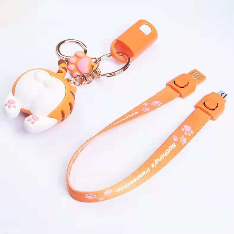 Portable Cartoon Keychain with Charging Cable