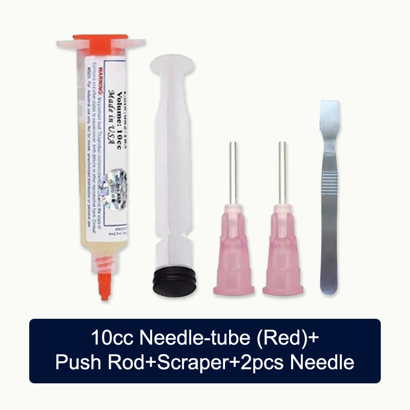 Pousbo® NC-559-ASM No-Clean Flux Paste and 10 Milliliters Pneumatic Dispenser (Complete with Plunger & Dispensing Tip)