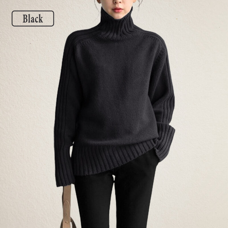 High-neck Simple Design Sweater