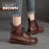 Women's Vintage Hand-Stitched Low Heel Round Toe Boots