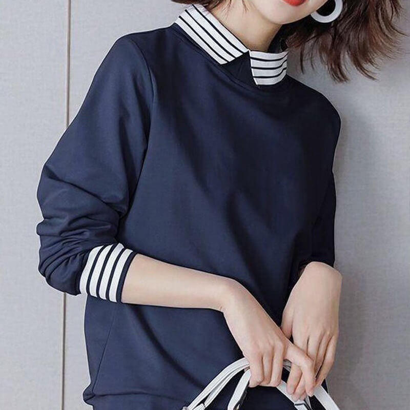 Stylish Casual Pullover Shirt Collar Sweater