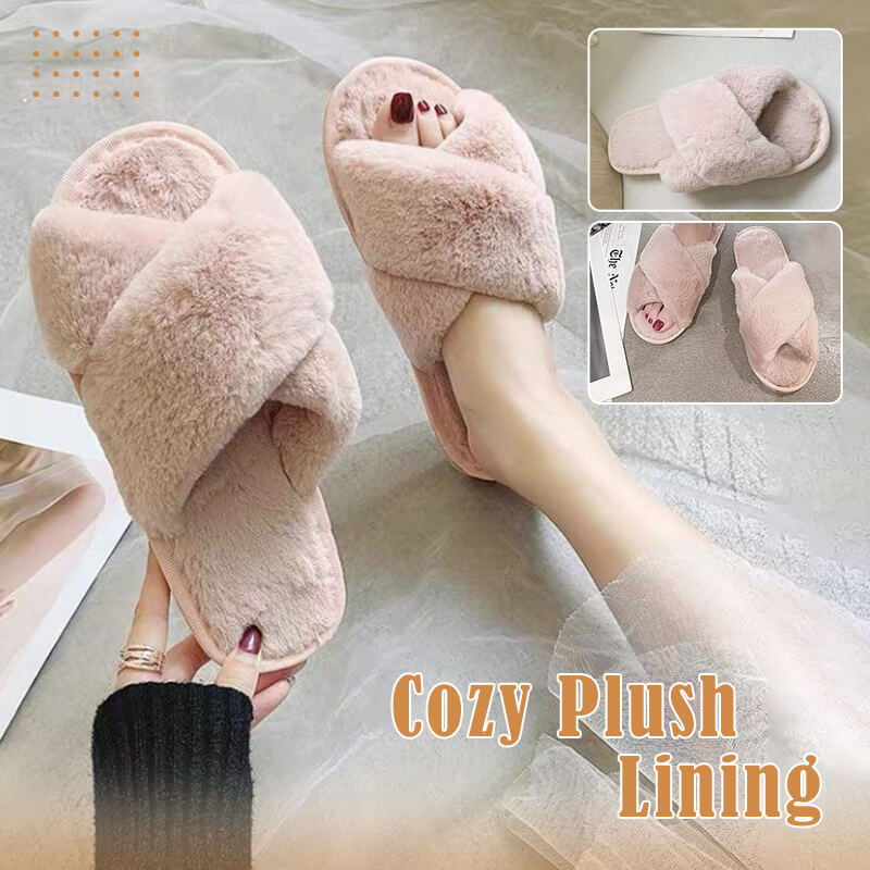 Fuzzy Memory Foam Open Toe Slippers