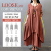 Fake Two-Piece Cotton Linen Dress For Women