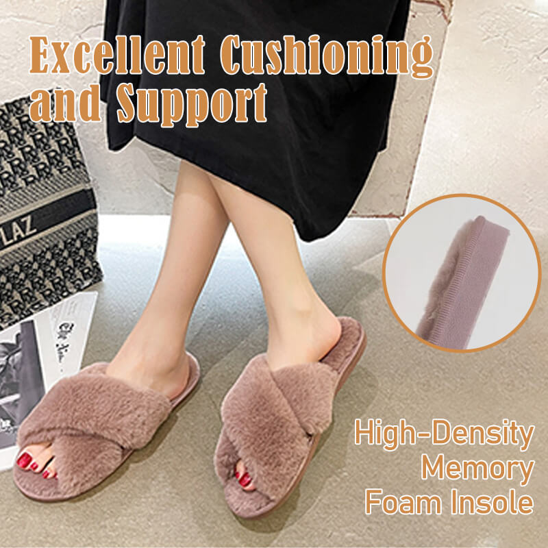 Fuzzy Memory Foam Open Toe Slippers