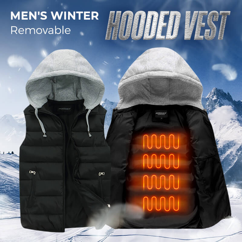 Men's Winter Removable Hooded Vest