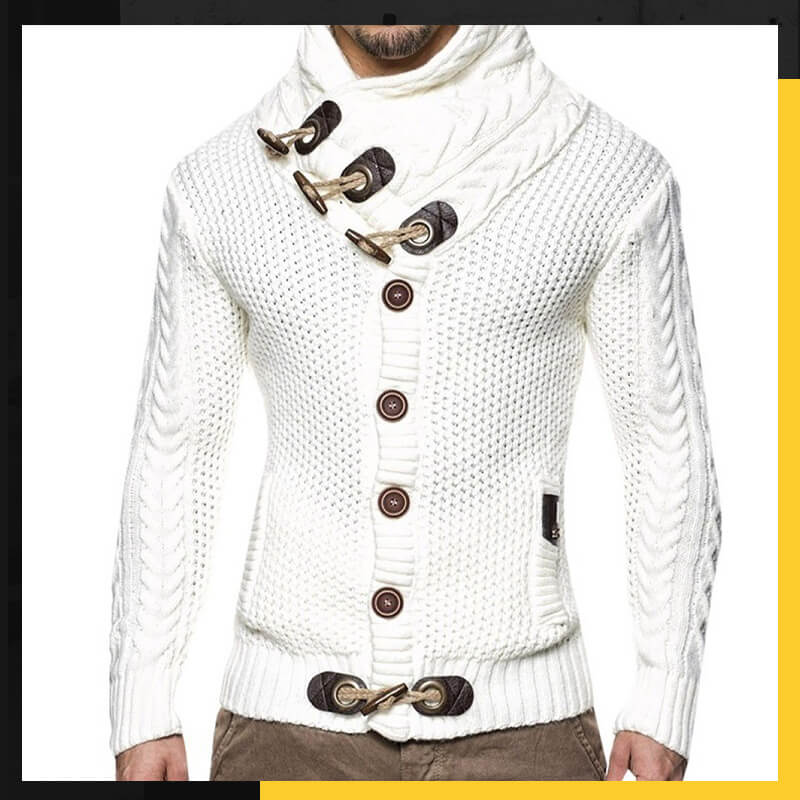 Men's Knitted Coat Button Design Sweater