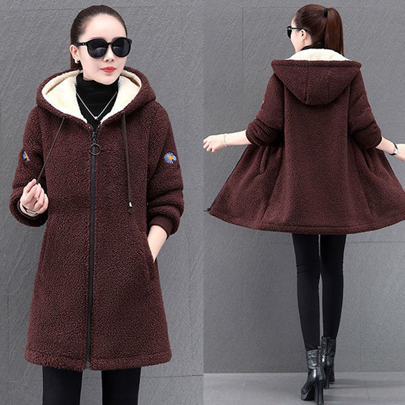 Women's Fashion Loose Thickened Fleece Hoodie Jacket