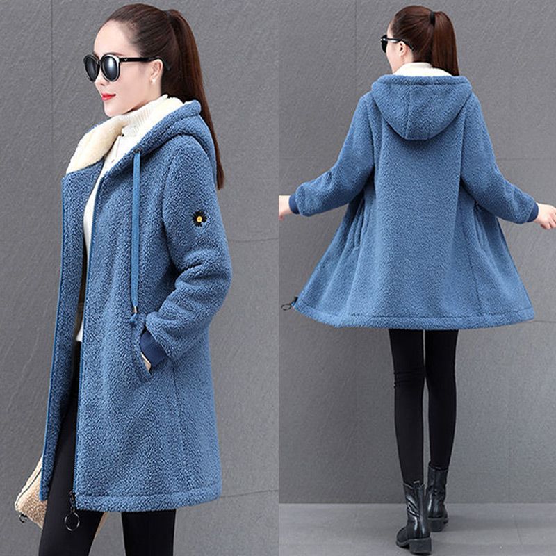 Women's Fashion Loose Thickened Fleece Hoodie Jacket