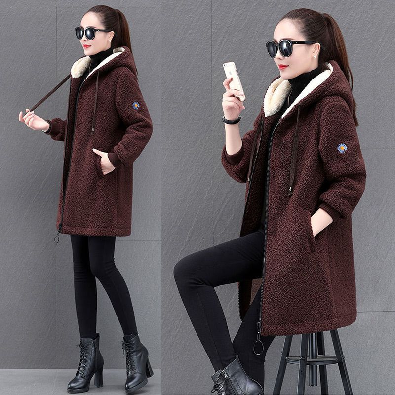 Women's Fashion Loose Thickened Fleece Hoodie Jacket