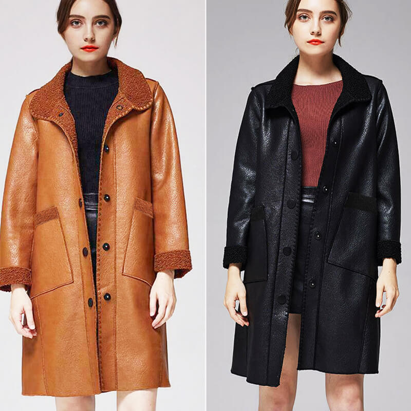 Woman Leather and Fur Coat