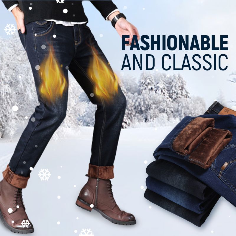 Men’s Fashionable Warm Plush Jeans