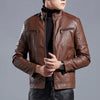 Men’s Stand Collar Biker Leather Jacket