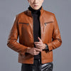 Men’s Stand Collar Biker Leather Jacket