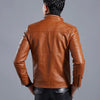 Men’s Stand Collar Biker Leather Jacket