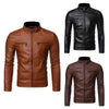 Men’s Stand Collar Biker Leather Jacket