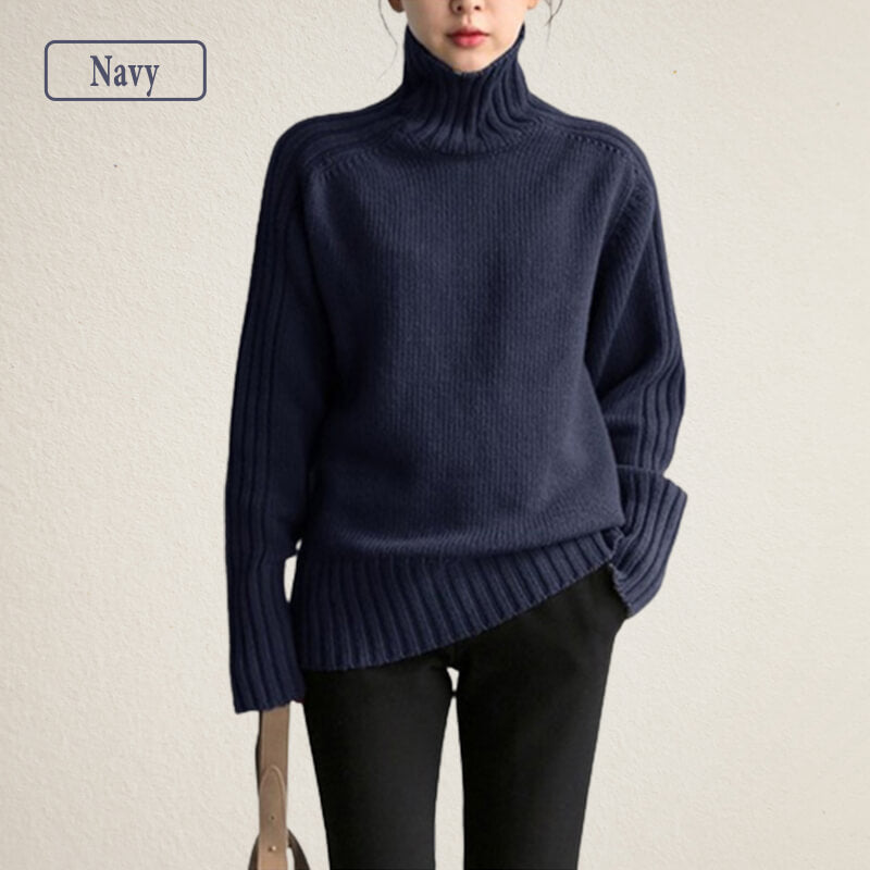 High-neck Simple Design Sweater