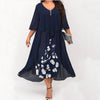 Chiffon Fake Two-Piece Mid-Sleeve Irregular Dress For Women