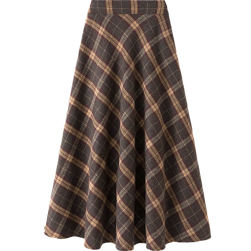 A-Line Flared Plaid Maxi Skirt