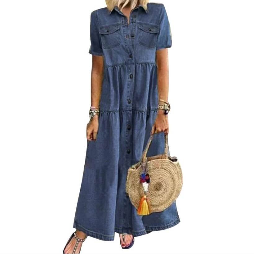 Short Sleeve Denim Dress