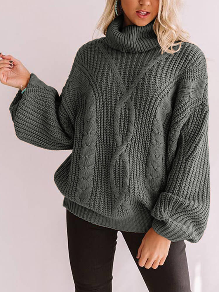 Turtleneck Jacquard Knit Sweater