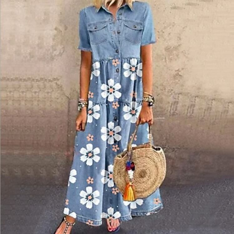 Short Sleeve Denim Dress