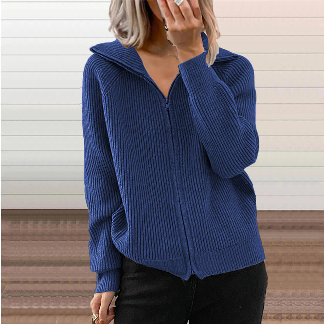 Women’s Lapel Zipper Sweater