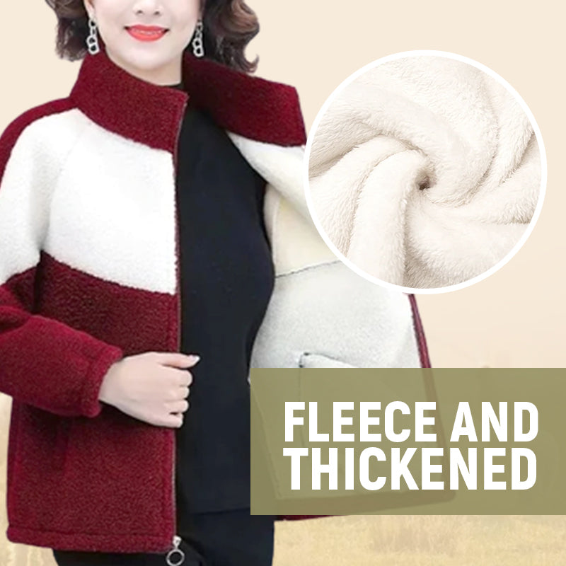 Plush Fleece-Lined Zip-Up Coat For Women